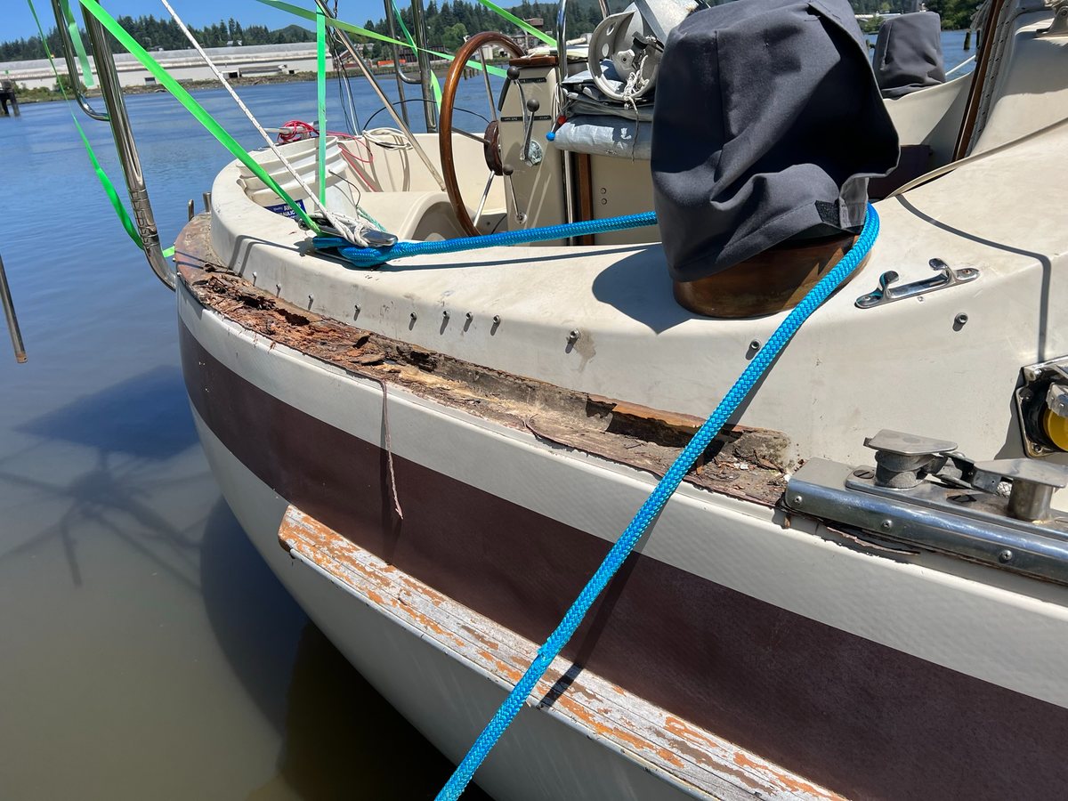 Rotted toerail before repair