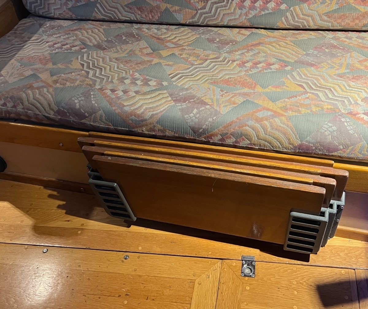 The washboard rack installed, holding the boards